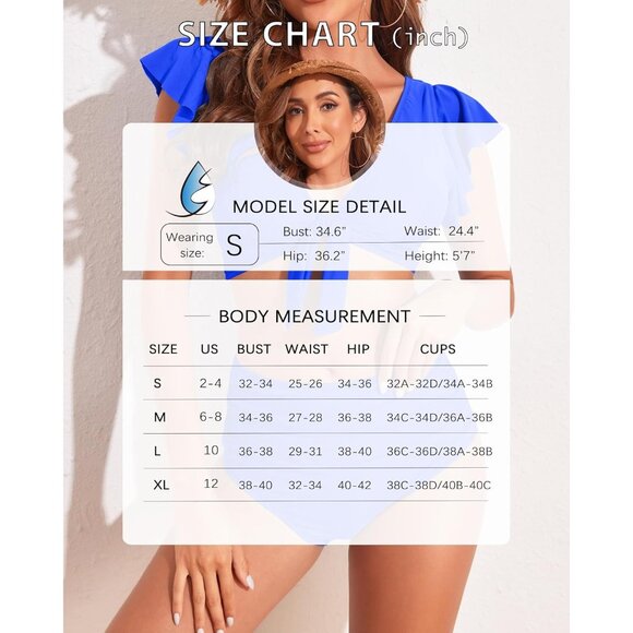 Jolefille Women's LARGE Blue Two-Piece Swimsuit Tummy Control Tankini NEW! - Picture 9 of 9